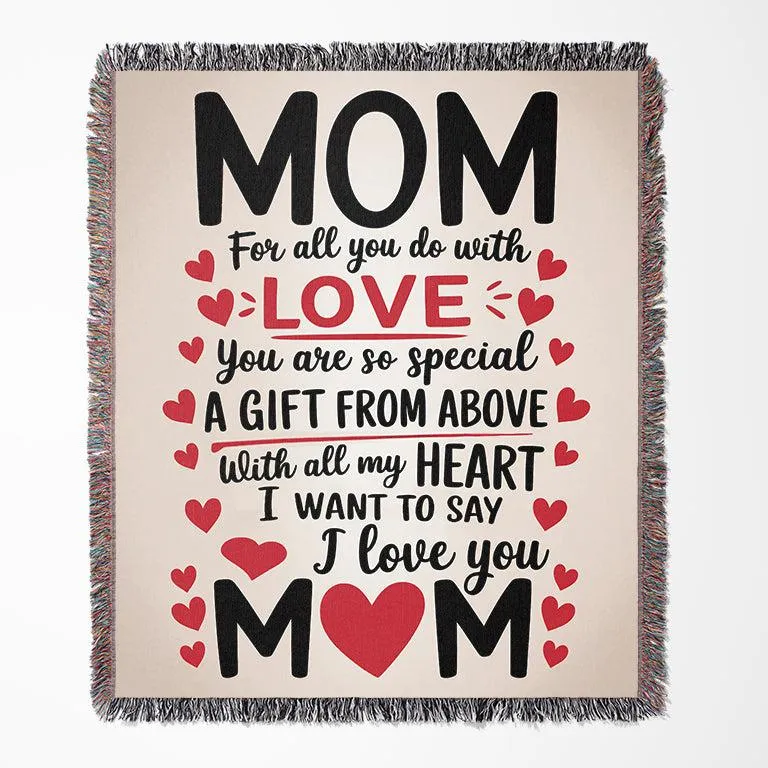 I Love You Mom 50" x 60" Gift Woven Jacquard Blanket