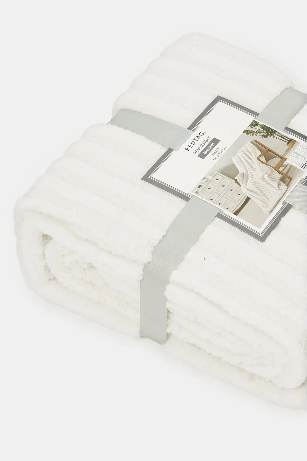 Ivory Stripe Reversible Sherpa Blanket (Single Size)