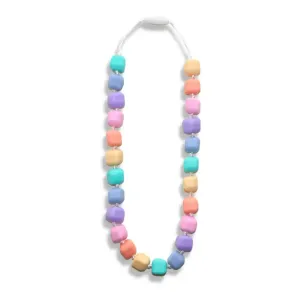 Kids Chew Pendants Necklace - Pastel Rainbow
