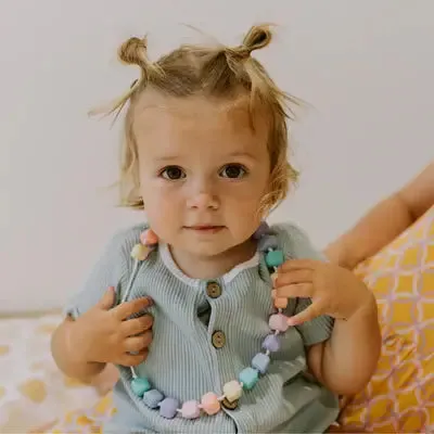 Kids Chew Pendants Necklace - Pastel Rainbow