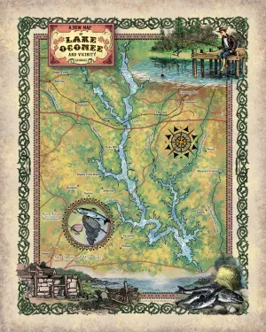 Lake Oconee Historic Map Art Blanket Throw Soft Polar/Silky/Sherpa Fleece Vintage Warm Blanket For Bed Sofa Couch Gift & Winter Travel