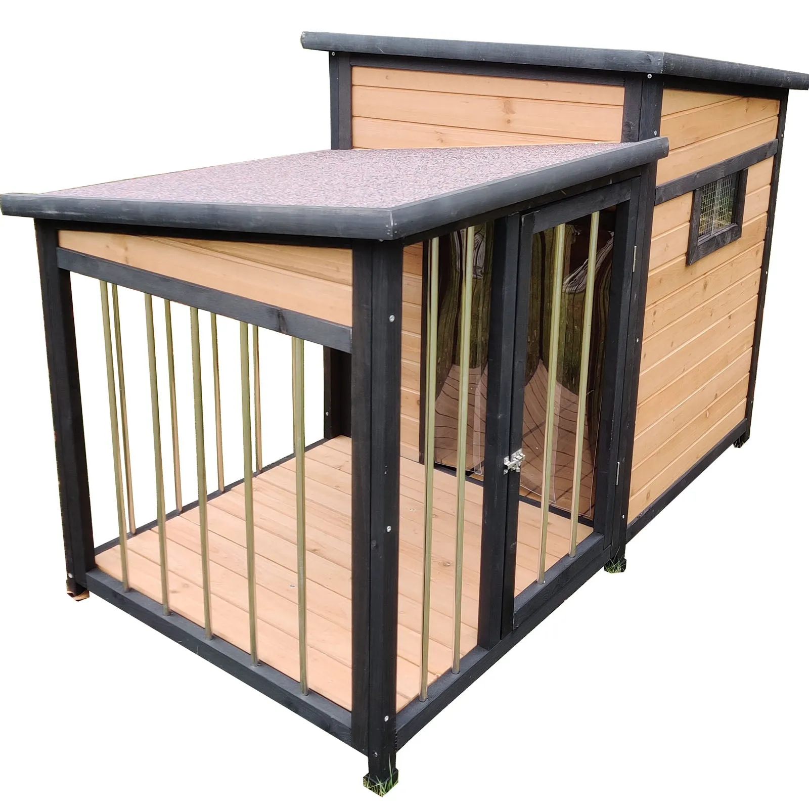 Large Wooden Dog Kennel Crate Door Lock, In-built Storage, Window