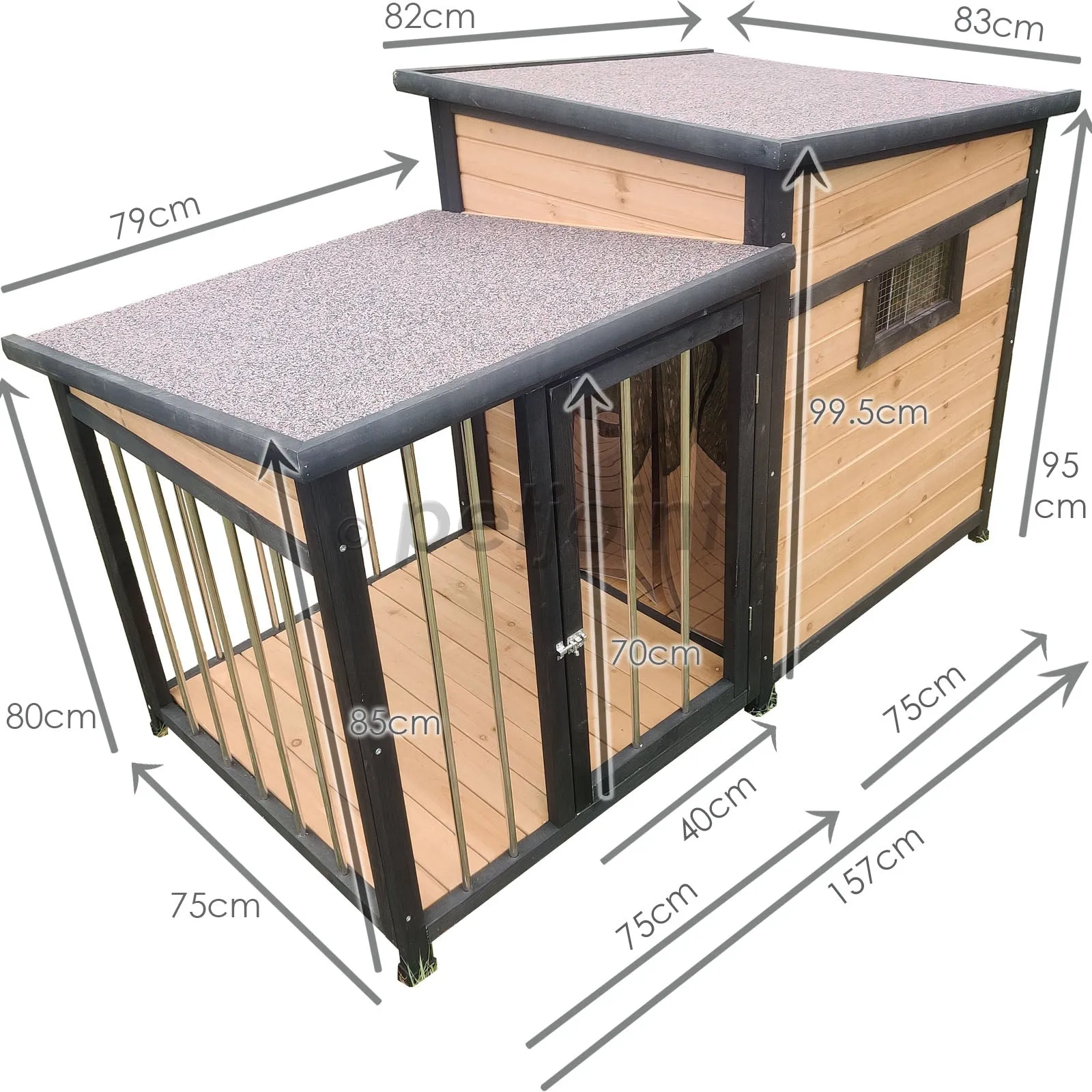 Large Wooden Dog Kennel Crate Door Lock, In-built Storage, Window