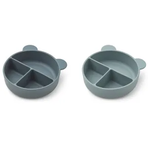 Liewood Conny Silicone Divider Bowl 2-pack Whale Blue Mix