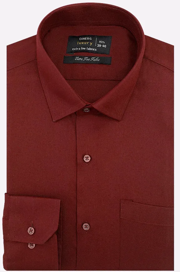 Maroon Dobby Textured Formal Shirt