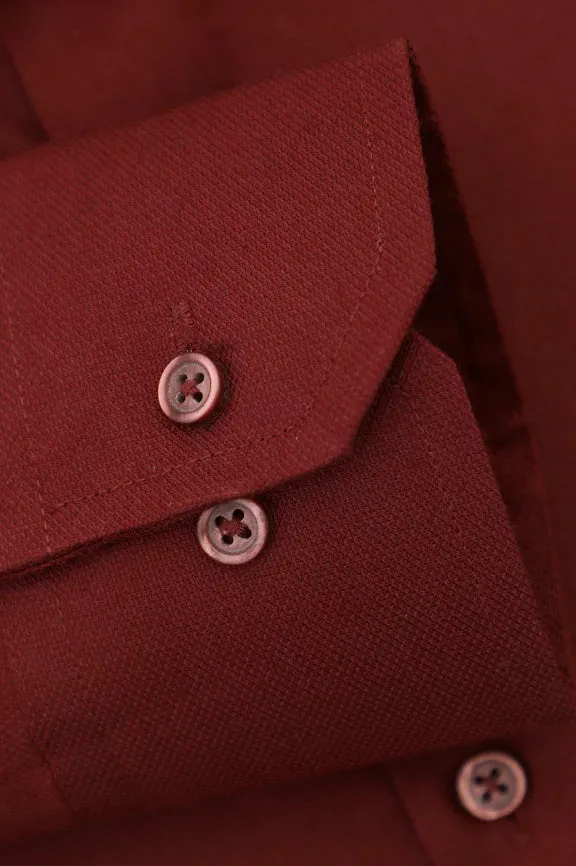 Maroon Dobby Textured Formal Shirt