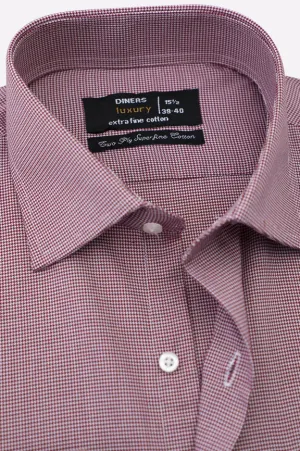 Maroon Houndstooth Check Formal Shirt