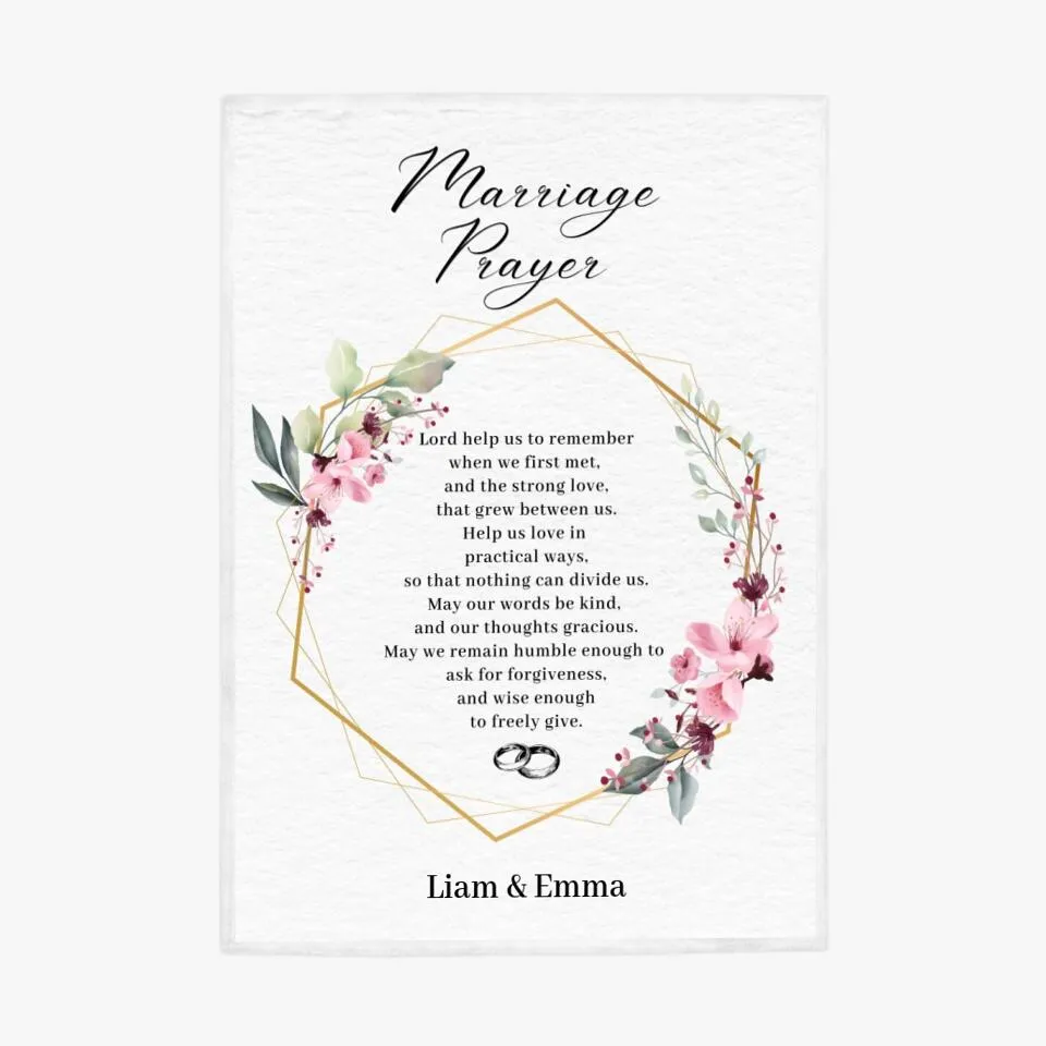 Marriage Prayer - Customized Names Blanket for Married Couples