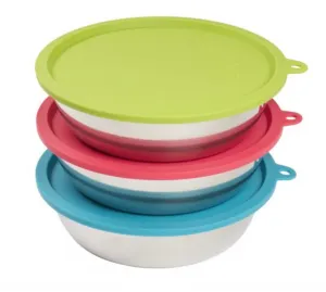 Messy Mutts Stainless Bowl & Lid Box Set