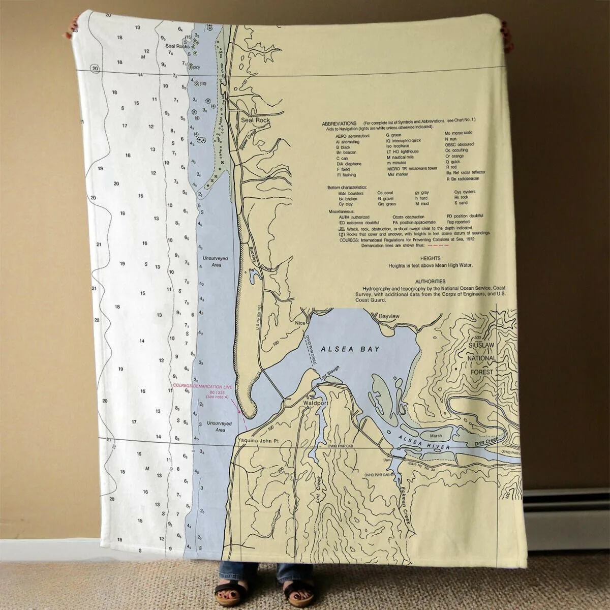 Nautical Chart Blankets, Oregon Coastal Maps