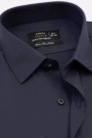 Navy Blue Dobby Textured Formal Shirt