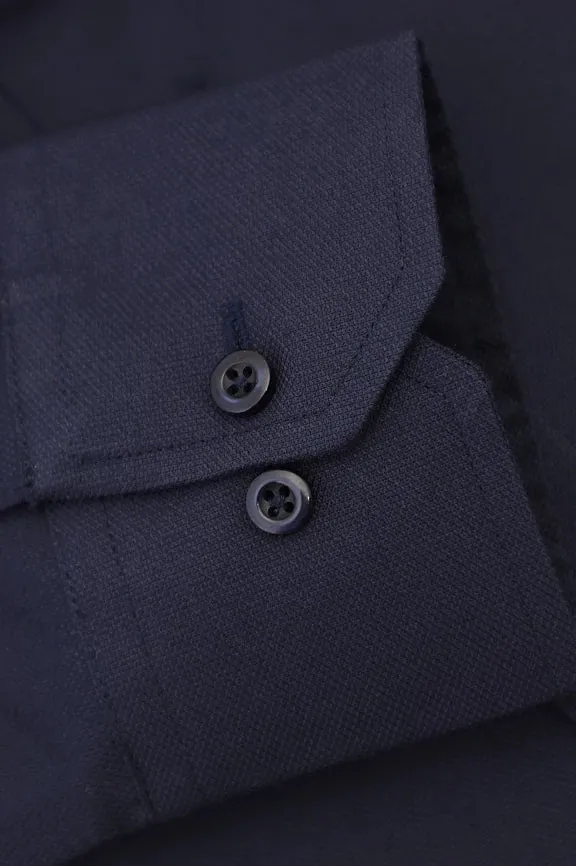 Navy Blue Dobby Textured Formal Shirt