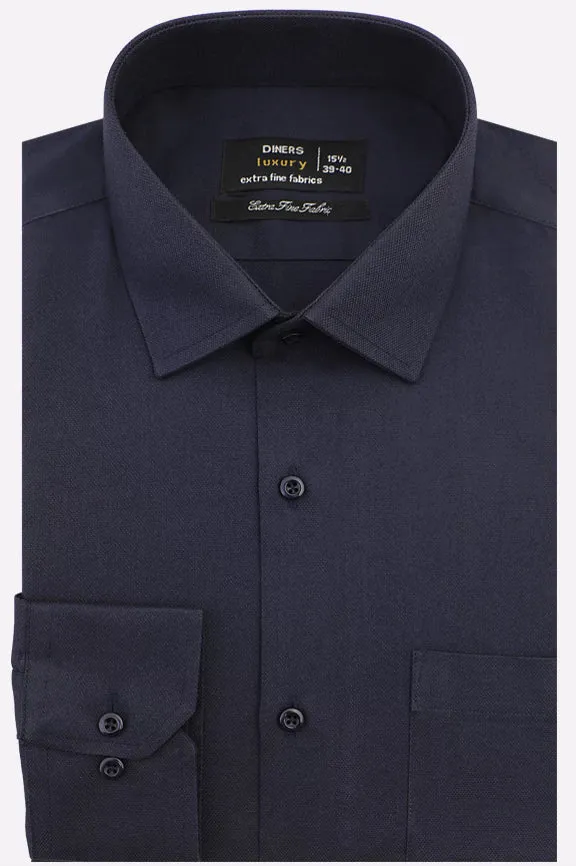 Navy Blue Dobby Textured Formal Shirt