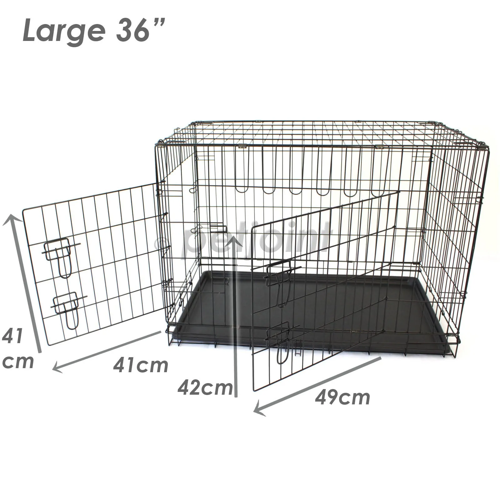 Pet Dog Crate Foldable Metal Cage Kennel Portable Pup Cat Rabbit House