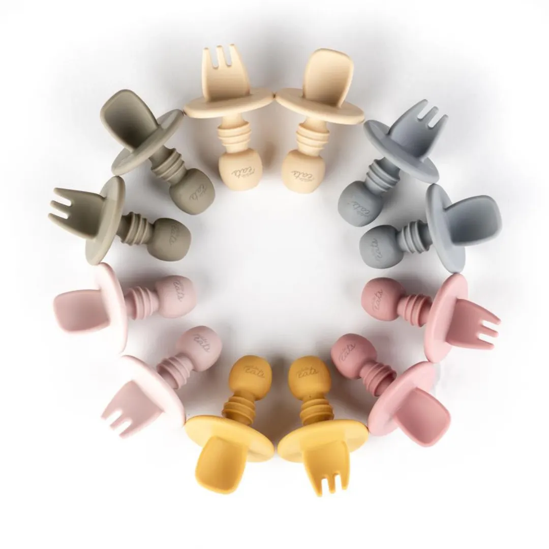 Petite Eats Silicone Cutlery Set - Dusky Rose