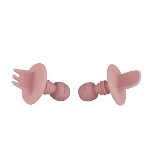 Petite Eats Silicone Cutlery Set - Dusky Rose