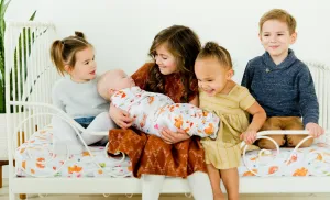 Premium Knit Rayon Bamboo Swaddle Blanket – Woodland Animals/Fox Print