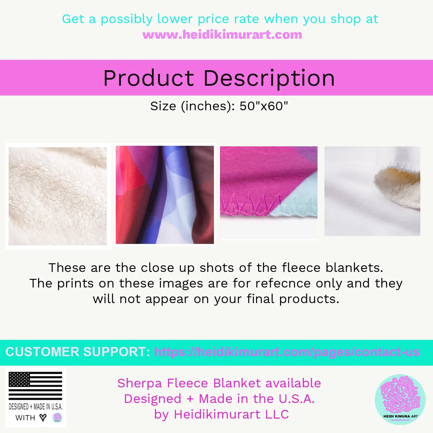 Purple Floral Abstract Print Designer Cozy Sherpa Fleece Blanket-Made in USA