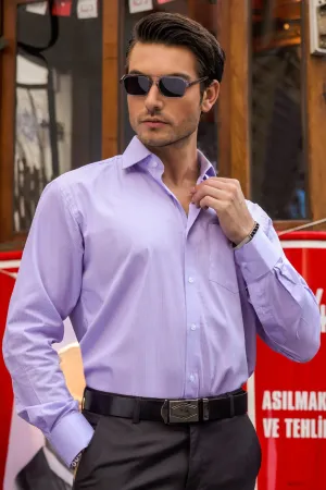 Purple Hairline Stripes Formal Shirt