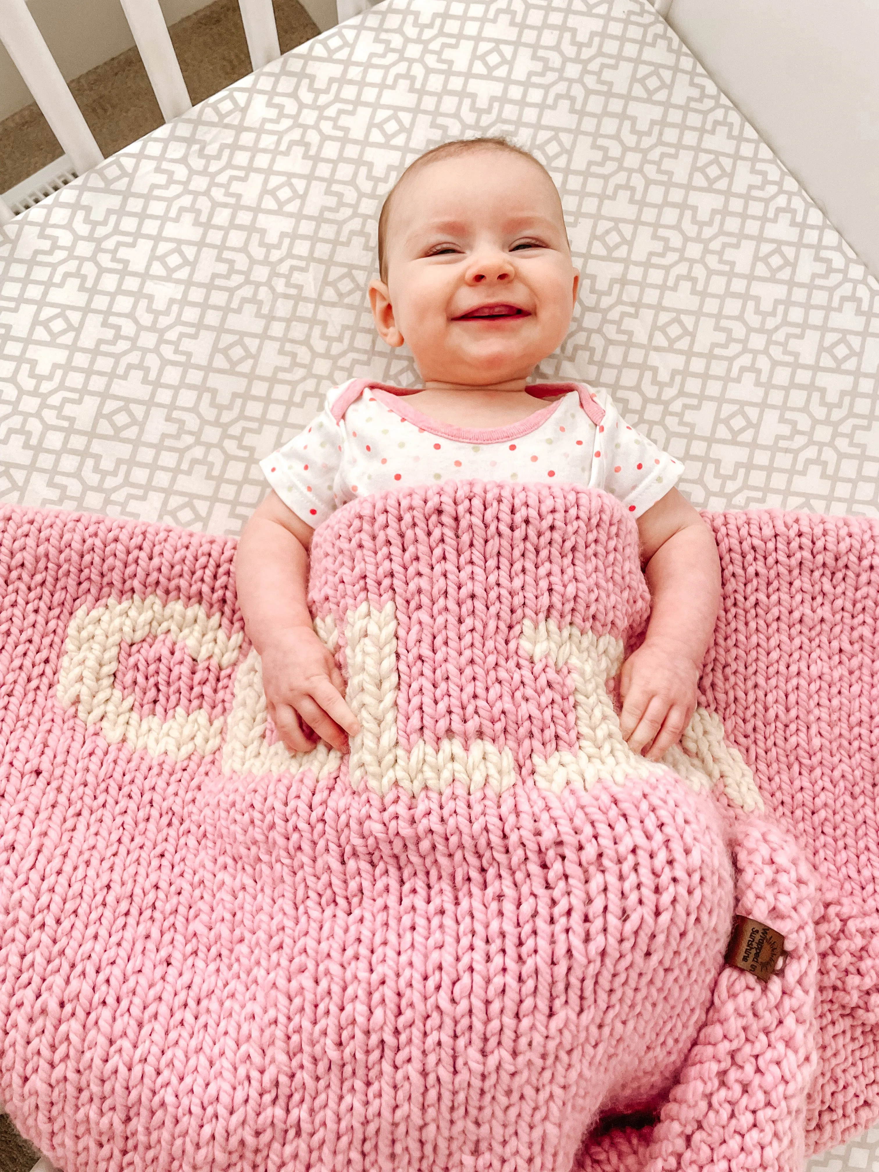 Rose Blanket with Cream Lettering