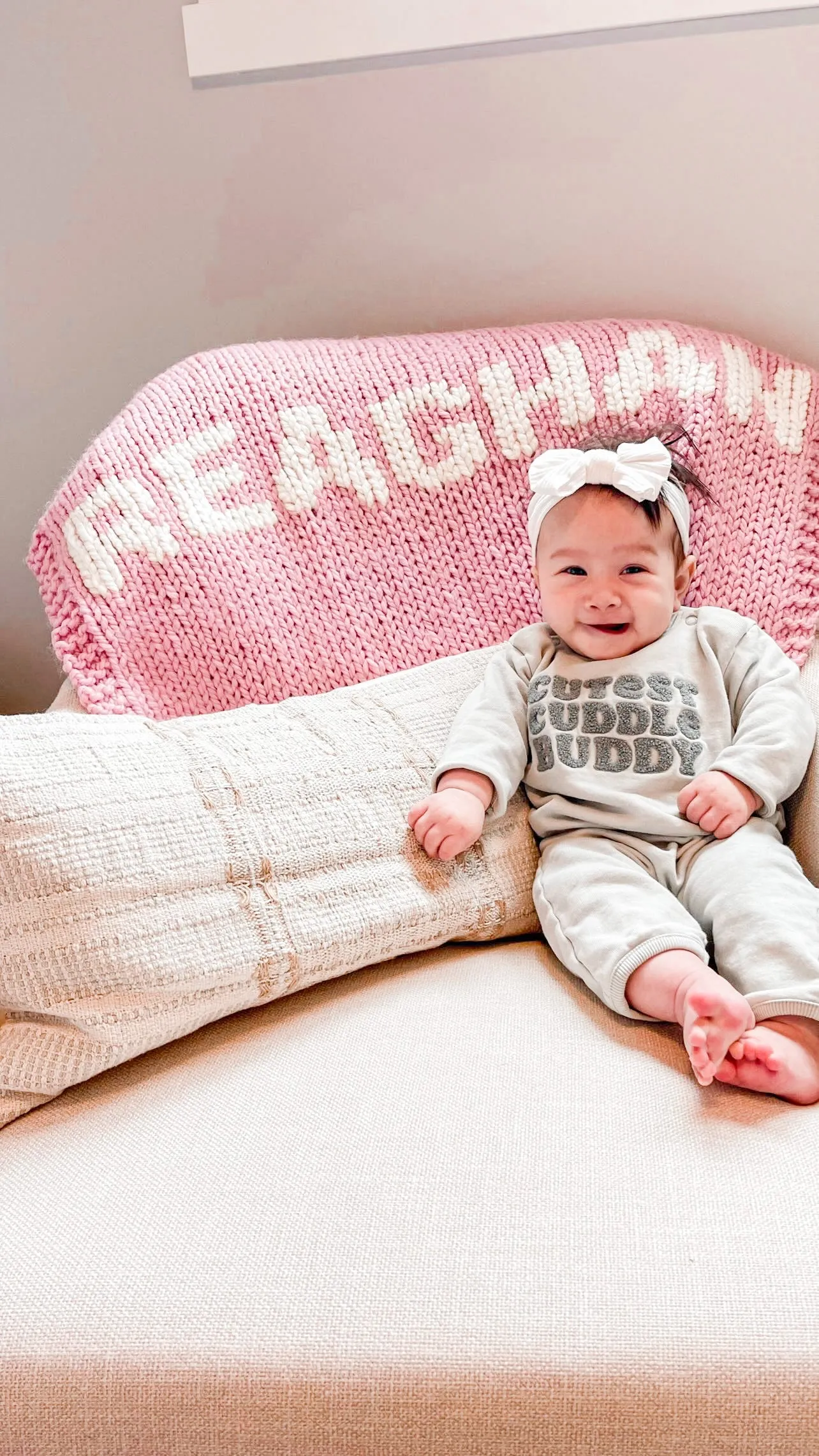 Rose Blanket with Cream Lettering