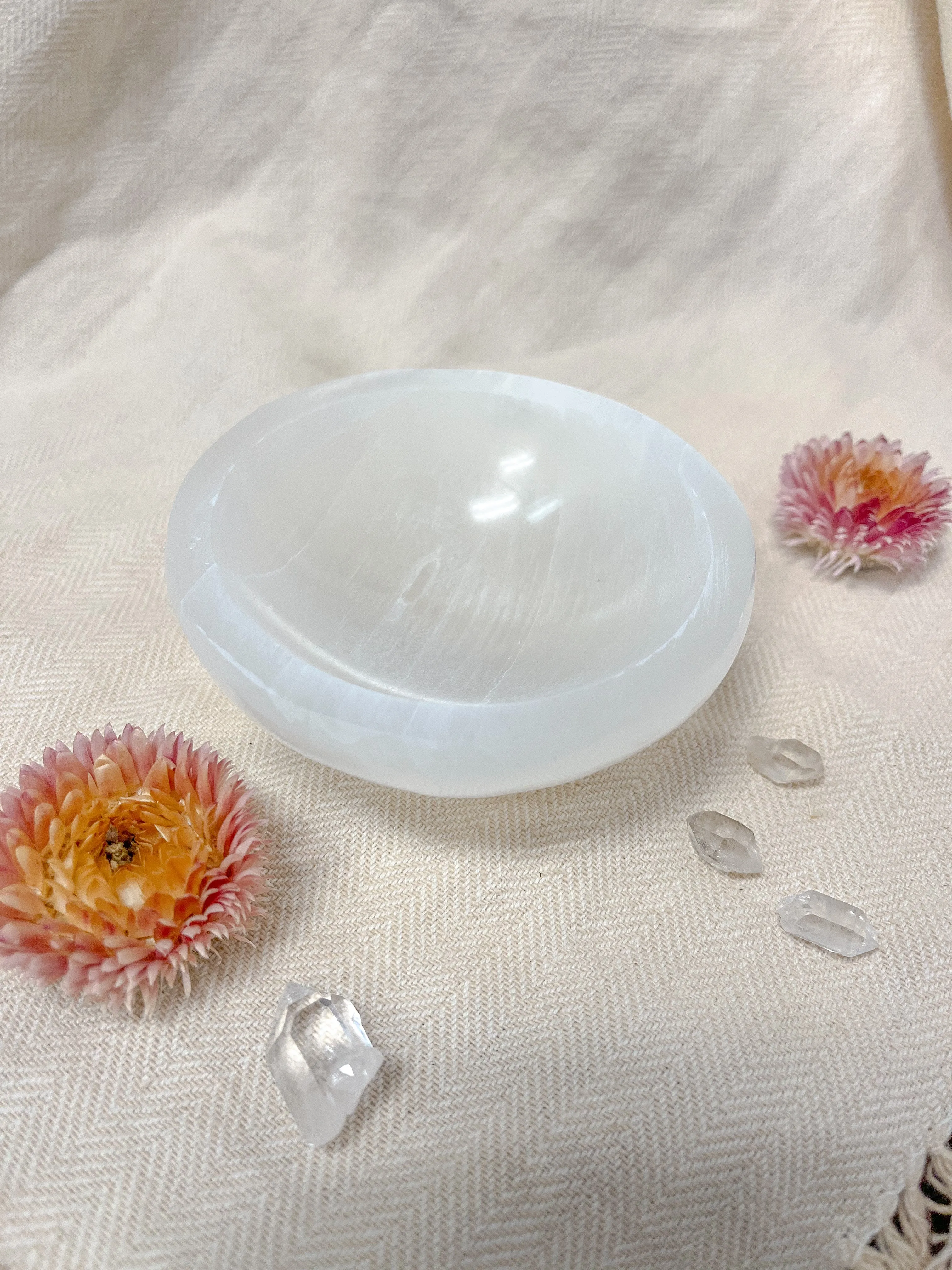Round Selenite Jewelry & Trinket Dish Offering Bowl