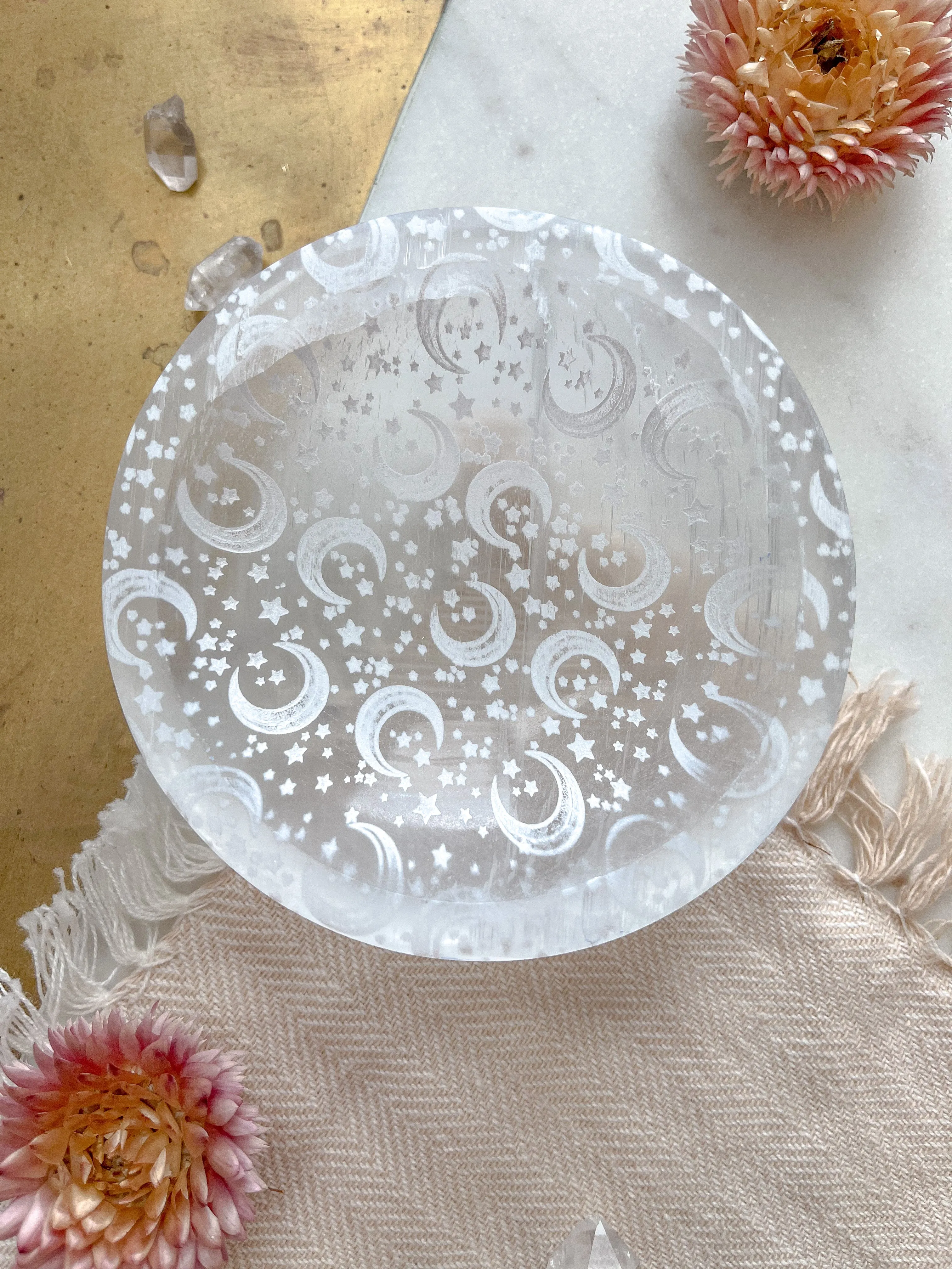 Round Selenite Jewelry & Trinket Dish Offering Bowl