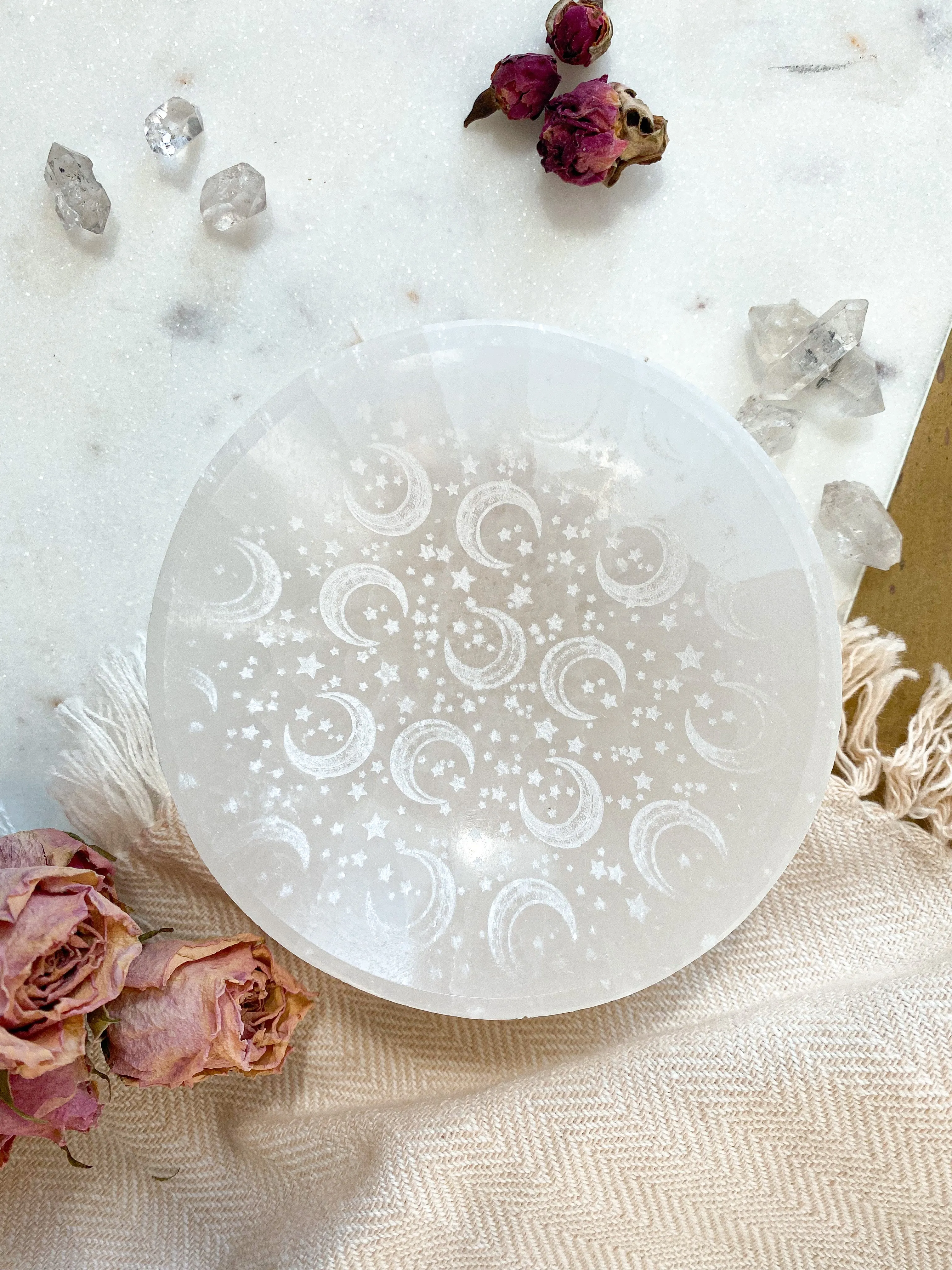 Round Selenite Jewelry & Trinket Dish Offering Bowl