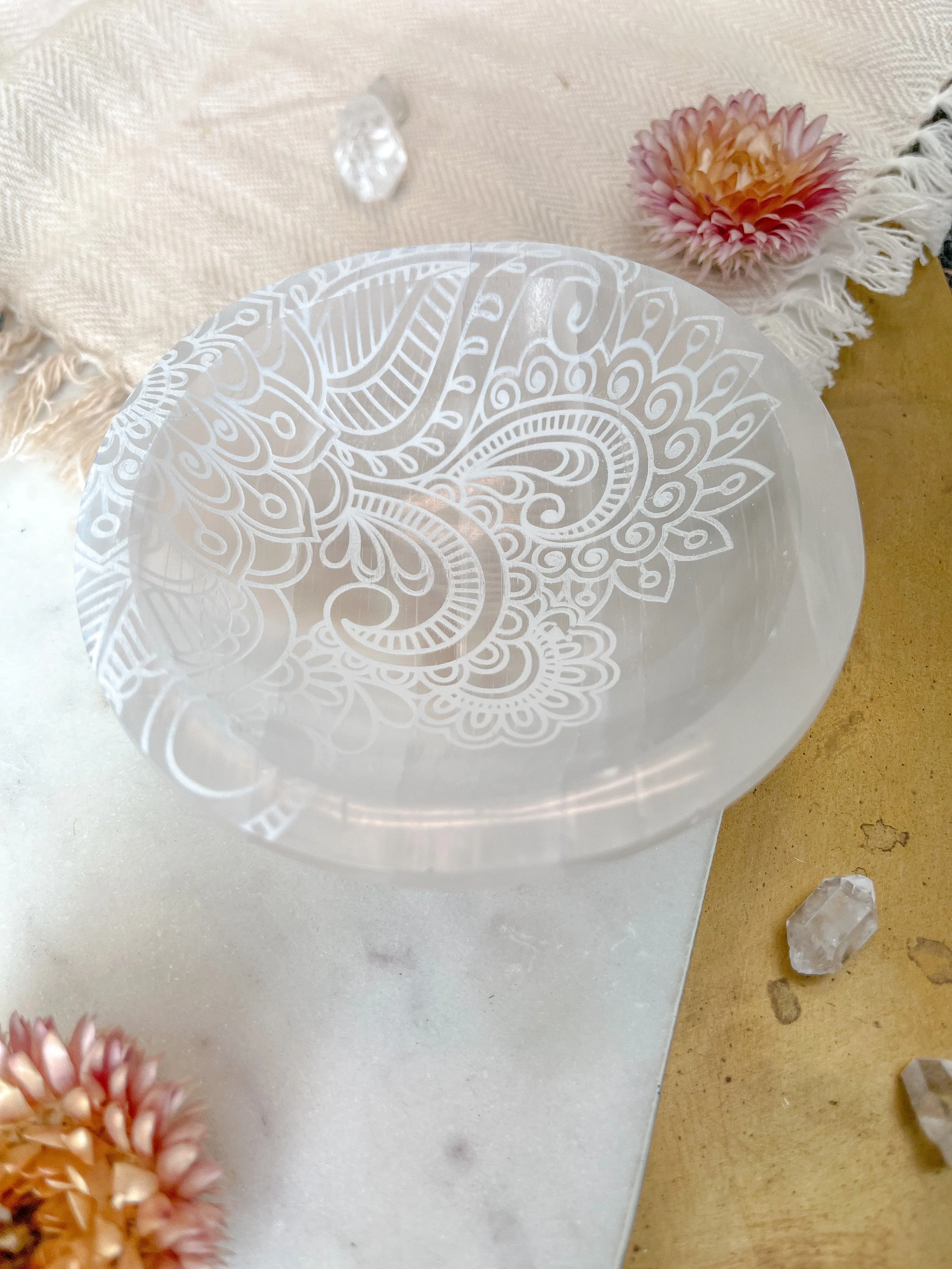 Round Selenite Jewelry & Trinket Dish Offering Bowl