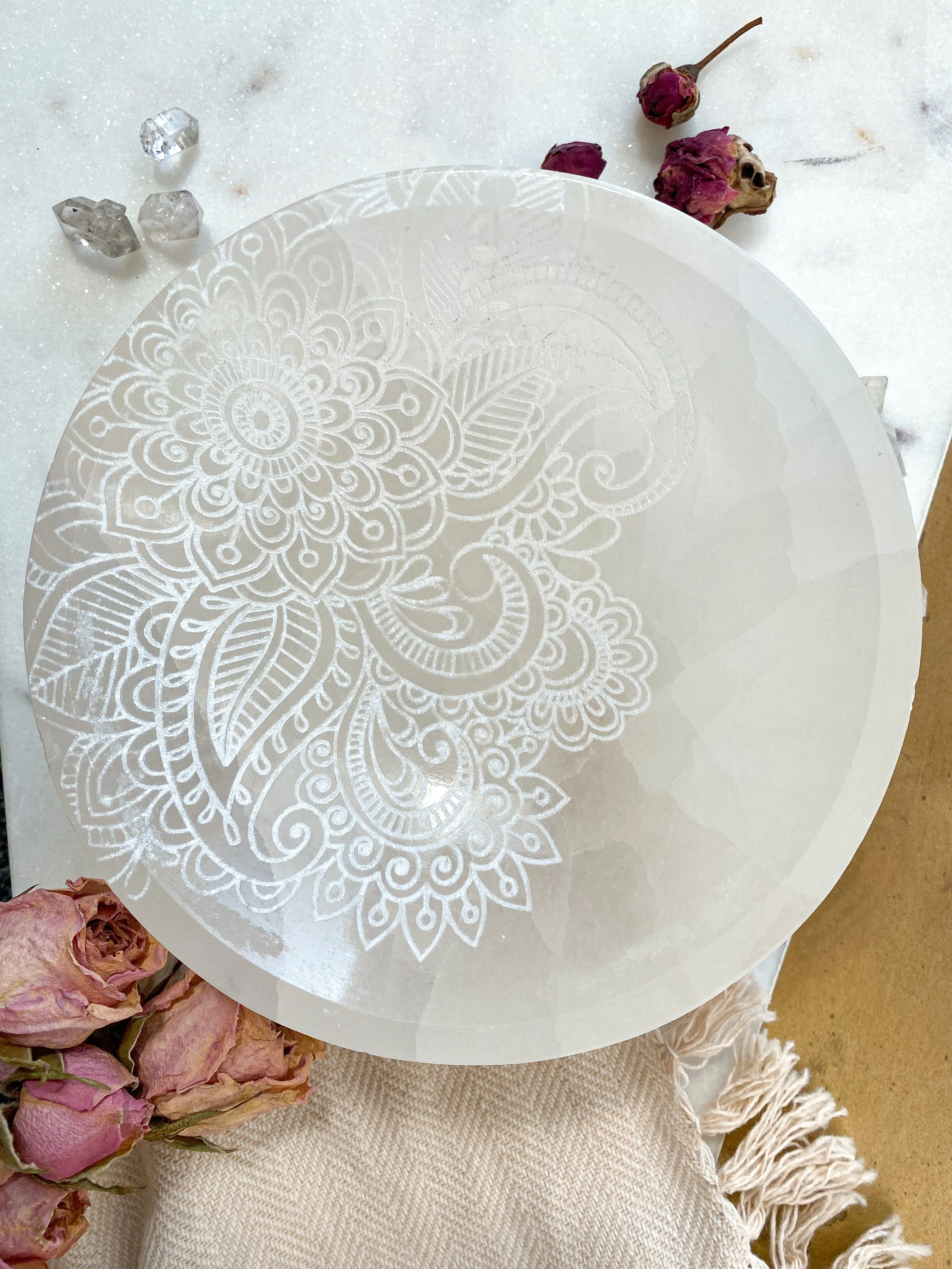 Round Selenite Jewelry & Trinket Dish Offering Bowl