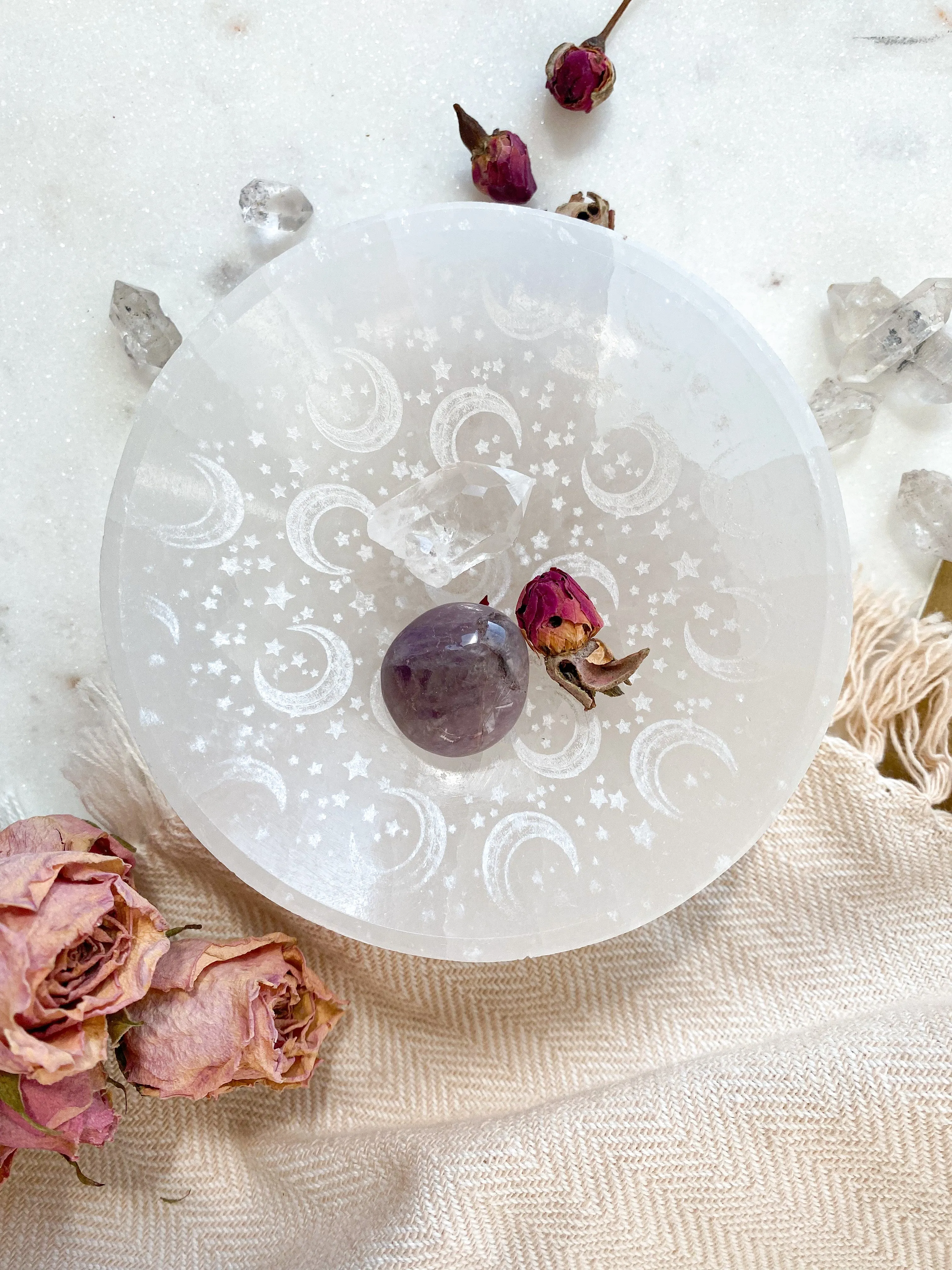 Round Selenite Jewelry & Trinket Dish Offering Bowl