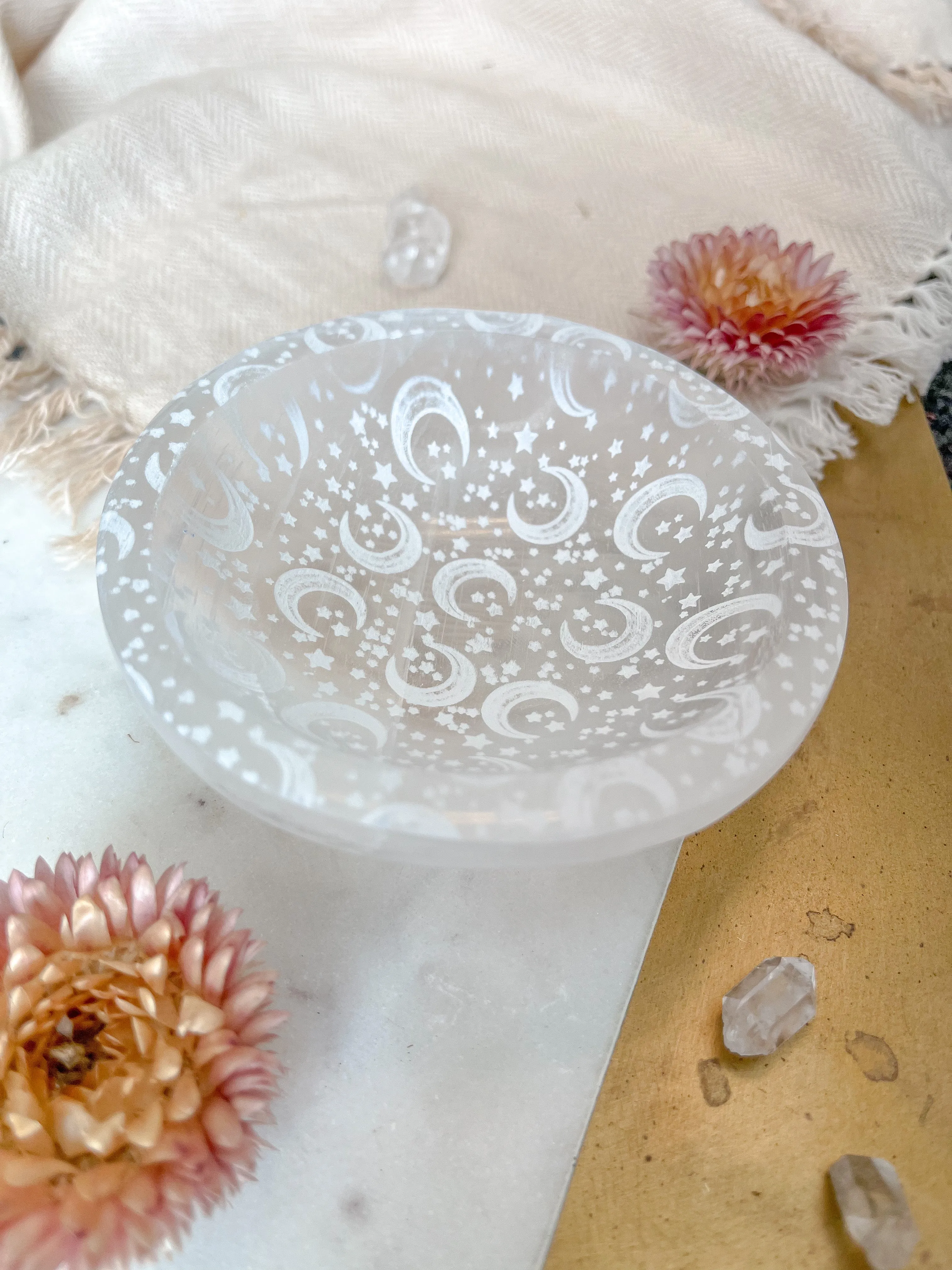 Round Selenite Jewelry & Trinket Dish Offering Bowl