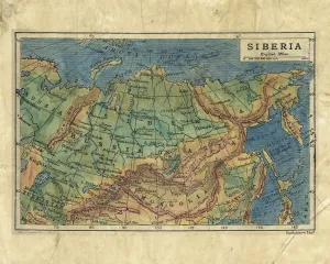 Siberia 1906 Map Art Blanket Throw Polar/ Silky/ Sherpa Fleece Warm Blanket For Bed Couch Sofa Chair Dorm Lakehous Gift & Winter Travel