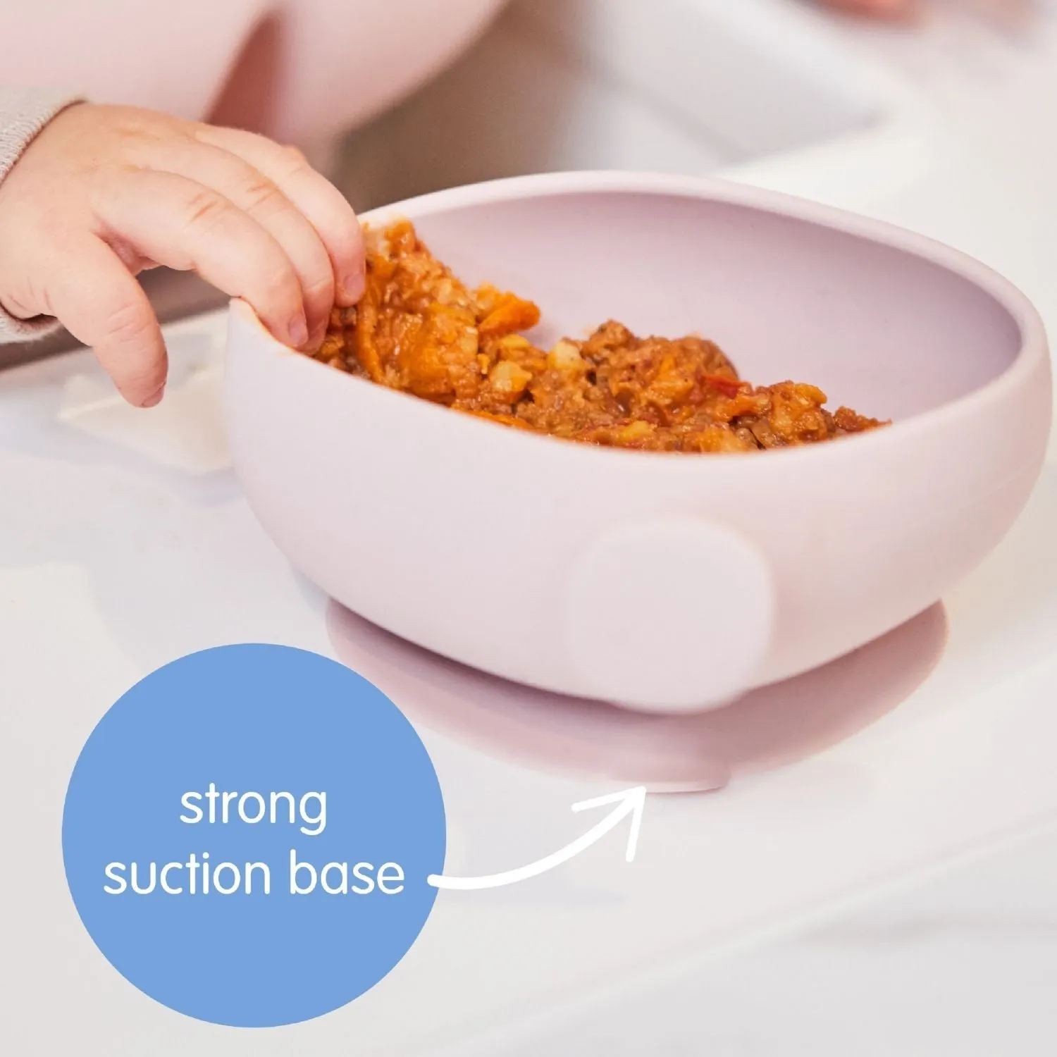 Silicone Bowl   Lid with Suction Base Blush Pink