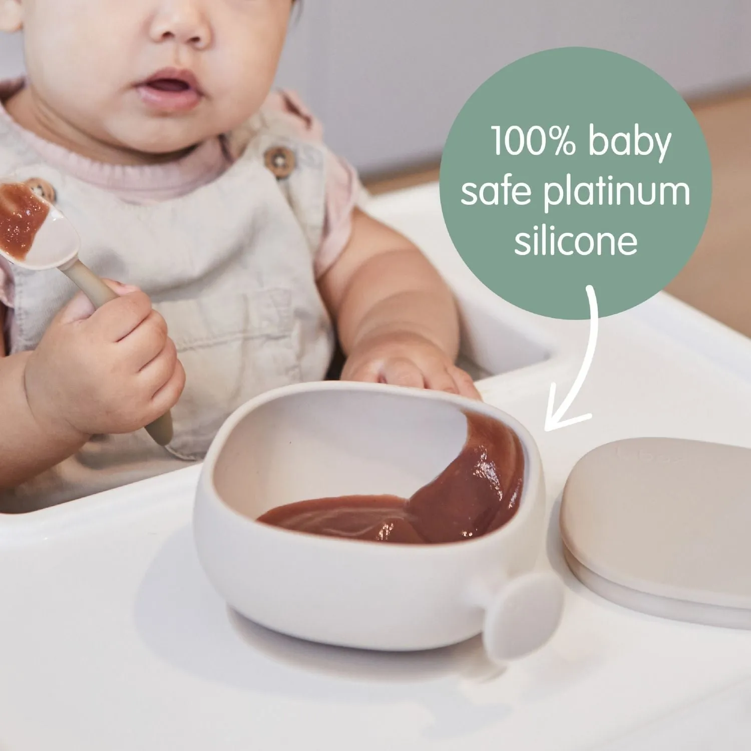 Silicone Bowl   Lid with Suction Base Blush Pink