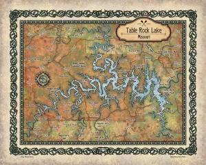 Table Rock Lake Historic Map Art Blanket Throw Soft Polar/ Silky/ Sherpa Fleece Vintage Warm Blanket For Bed Sofa Couch Gift & Travel