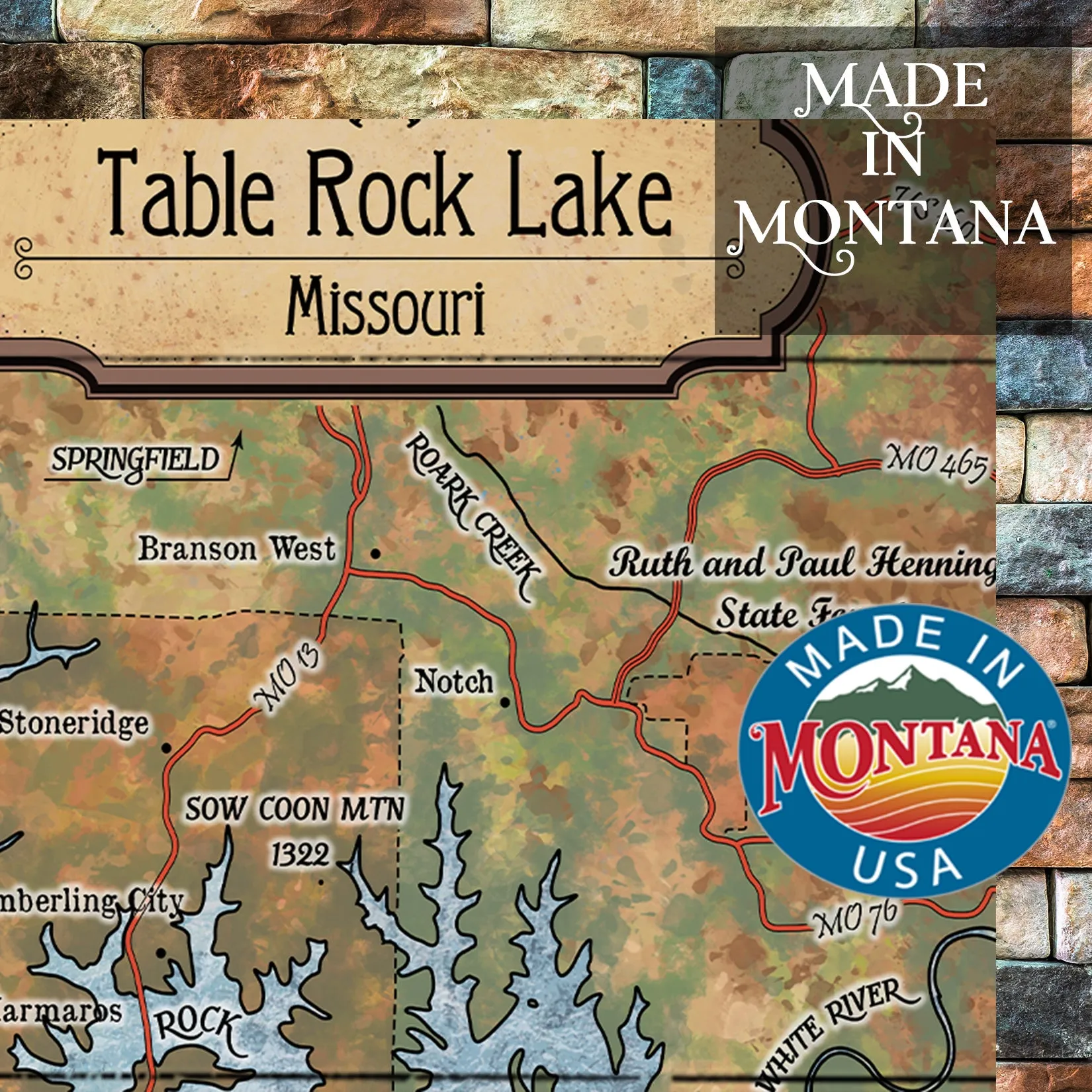 Table Rock Lake Historic Map Art Blanket Throw Soft Polar/ Silky/ Sherpa Fleece Vintage Warm Blanket For Bed Sofa Couch Gift & Travel