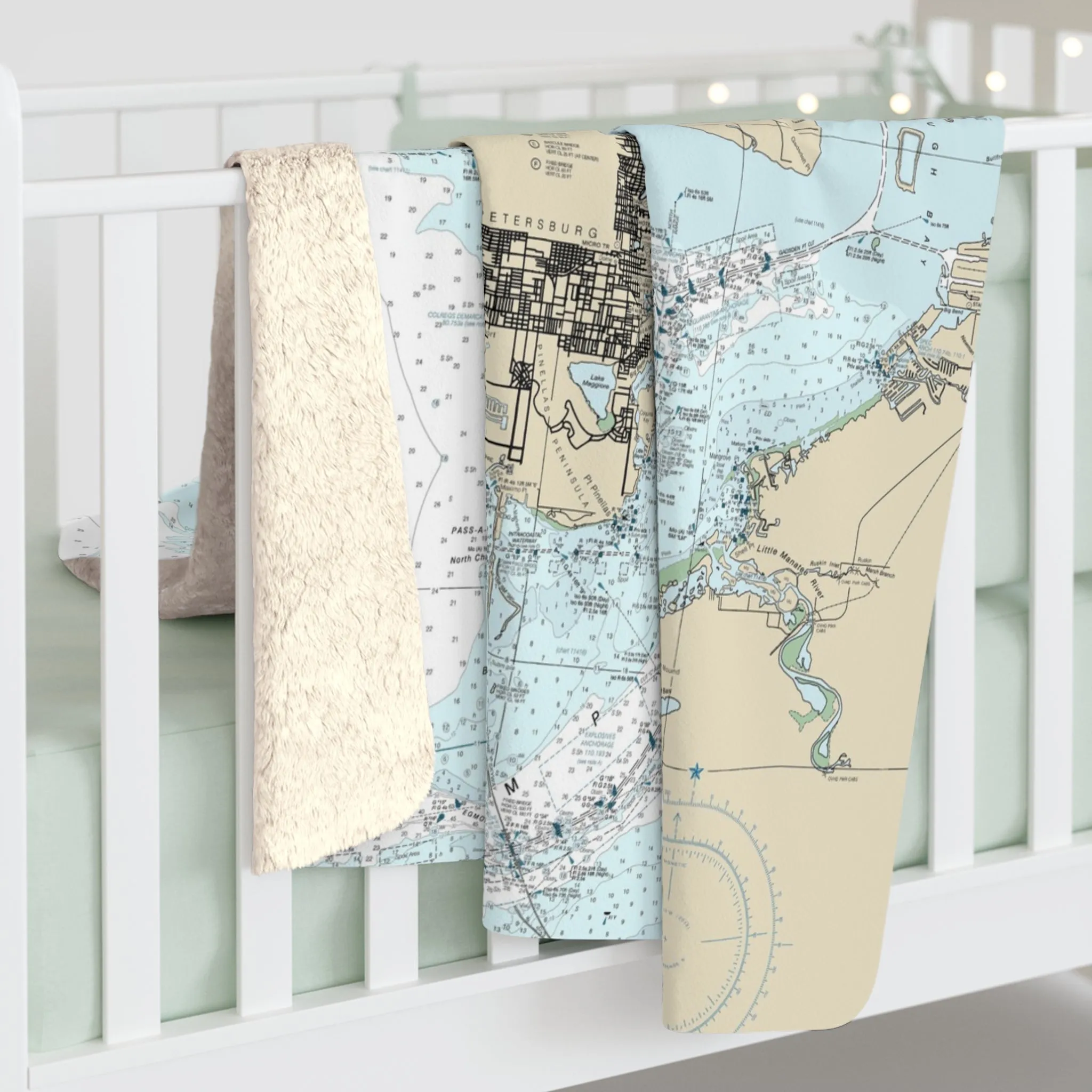 Tampa Bay Nautical Map Sherpa Fleece Blanket