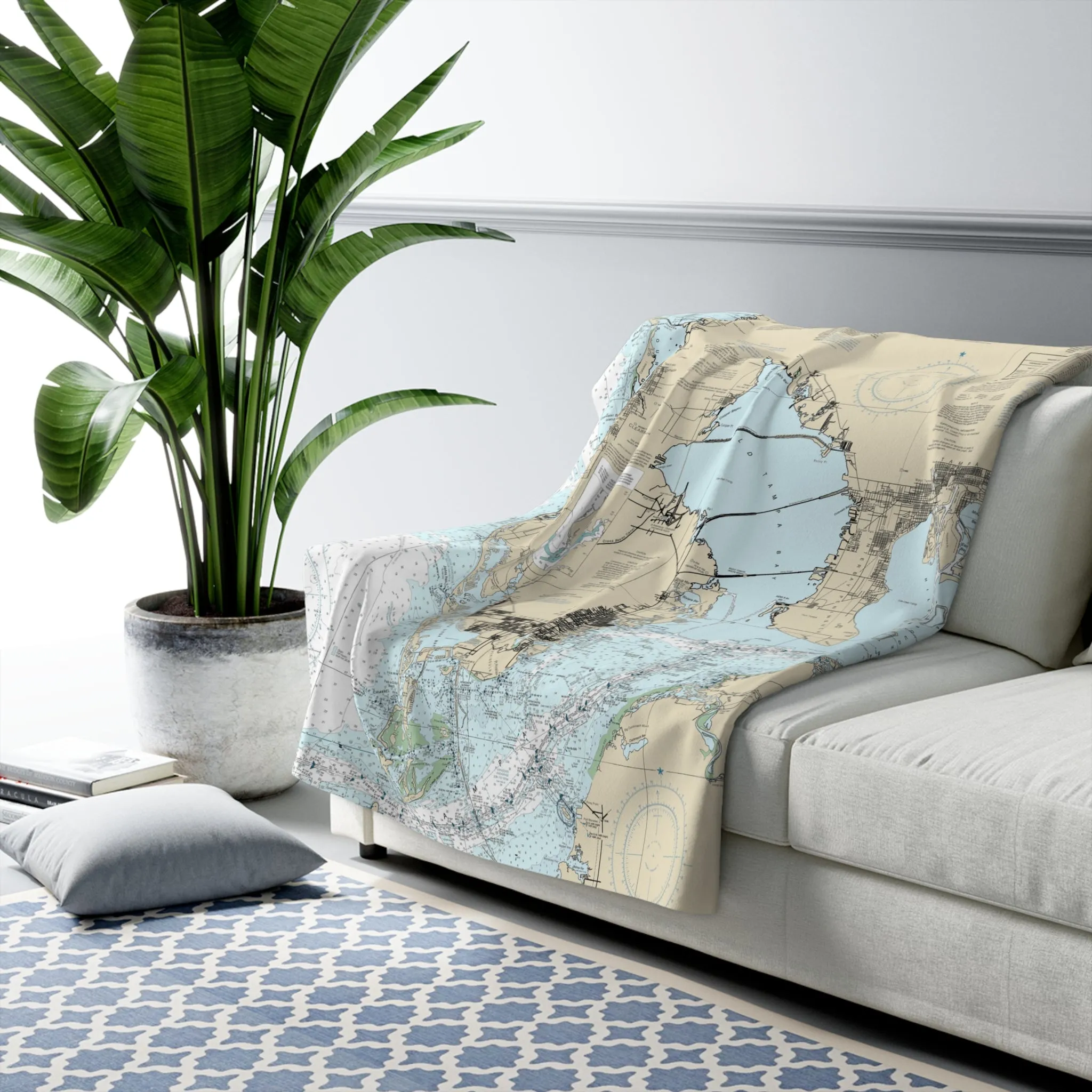 Tampa Bay Nautical Map Sherpa Fleece Blanket