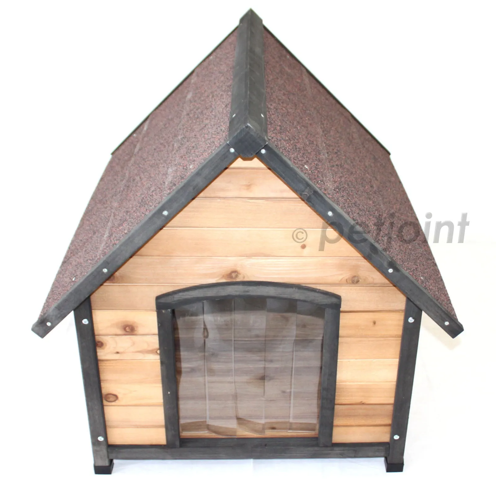 Wooden Pet Dog House Medium Kennel Indoor Outdoor Puppy Home Peak Roof