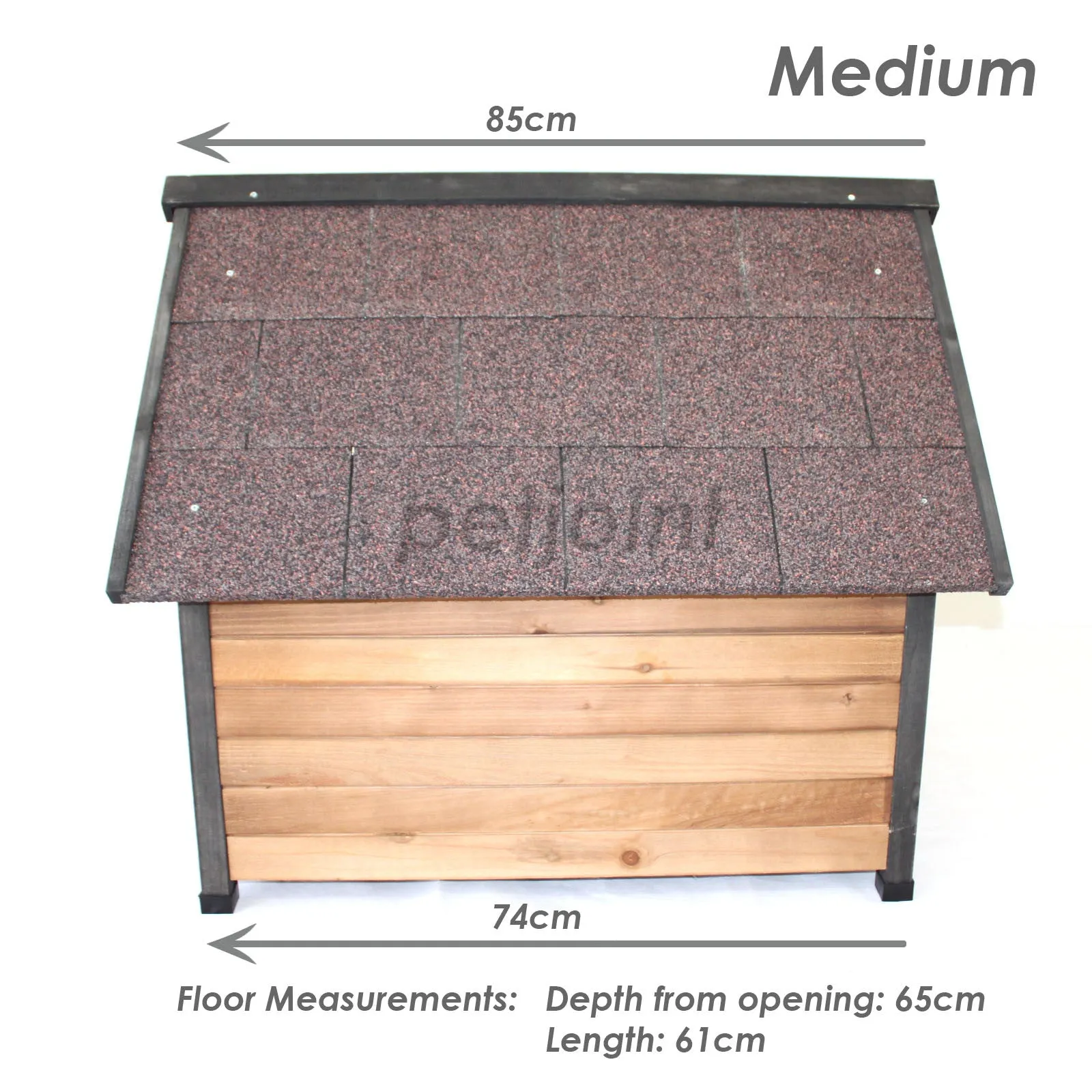 Wooden Pet Dog House Medium Kennel Indoor Outdoor Puppy Home Peak Roof