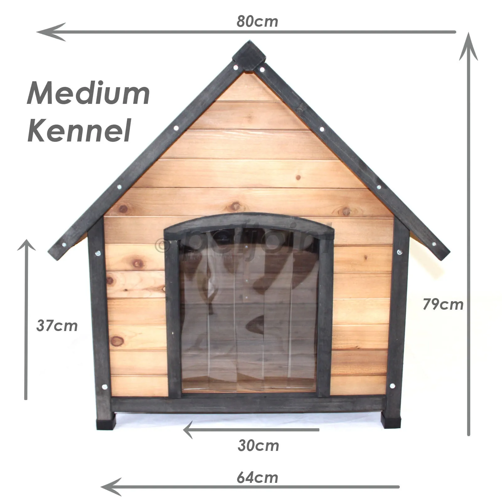 Wooden Pet Dog House Medium Kennel Indoor Outdoor Puppy Home Peak Roof