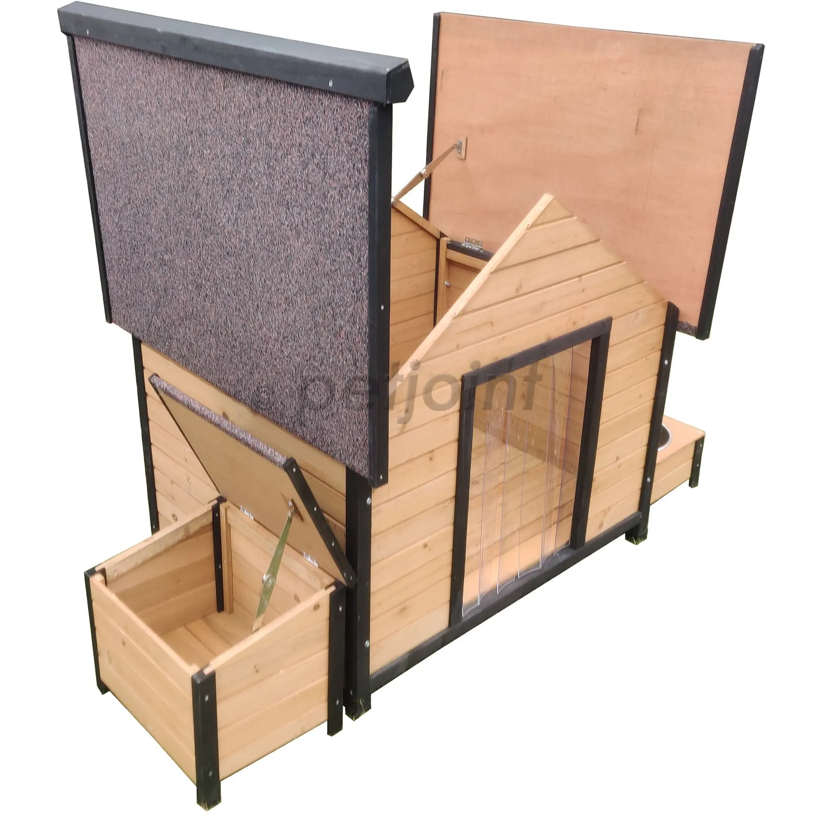 XL Extra Large Wooden Outdoor Kennel Peak Roof   Food Bowl Storage Box