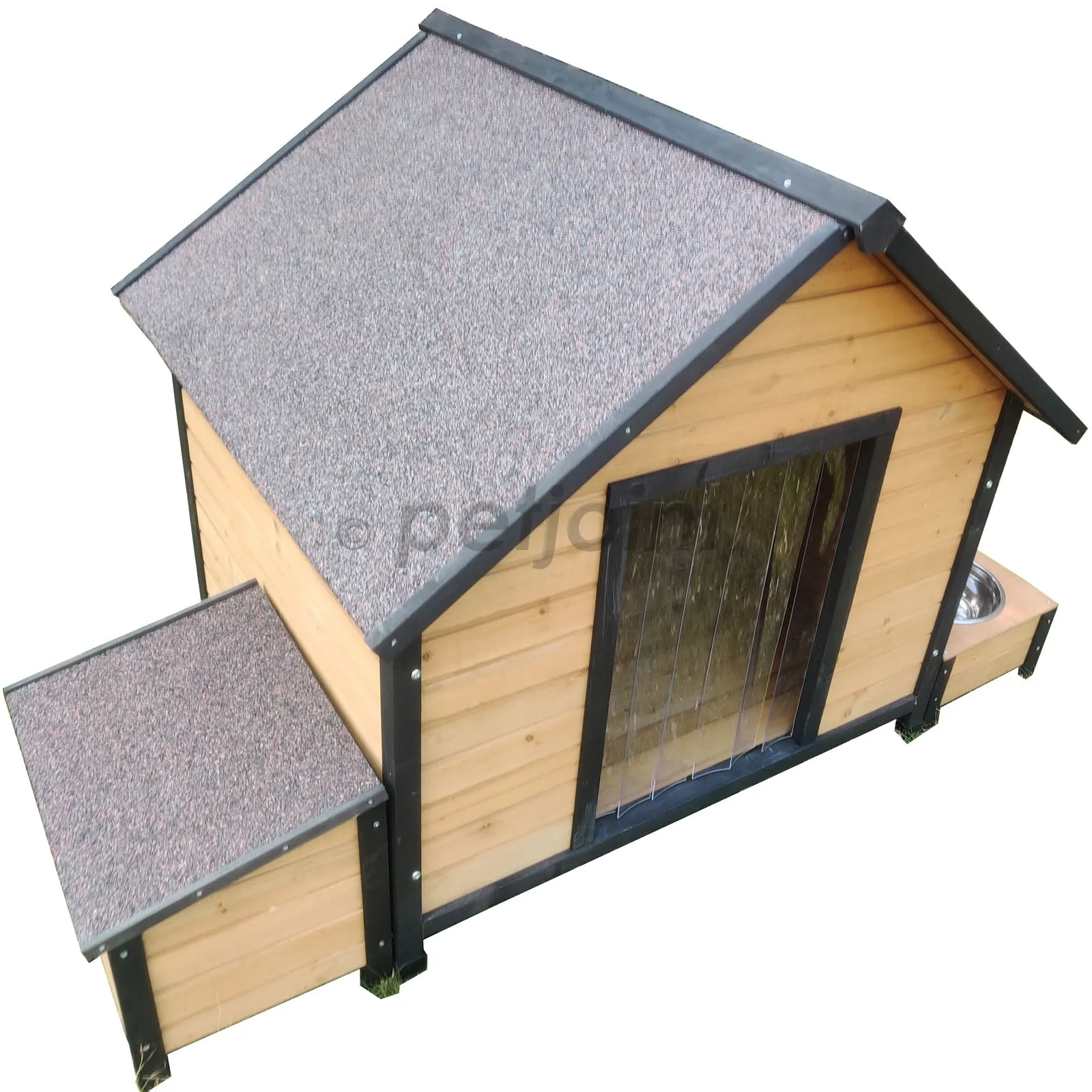 XL Extra Large Wooden Outdoor Kennel Peak Roof   Food Bowl Storage Box