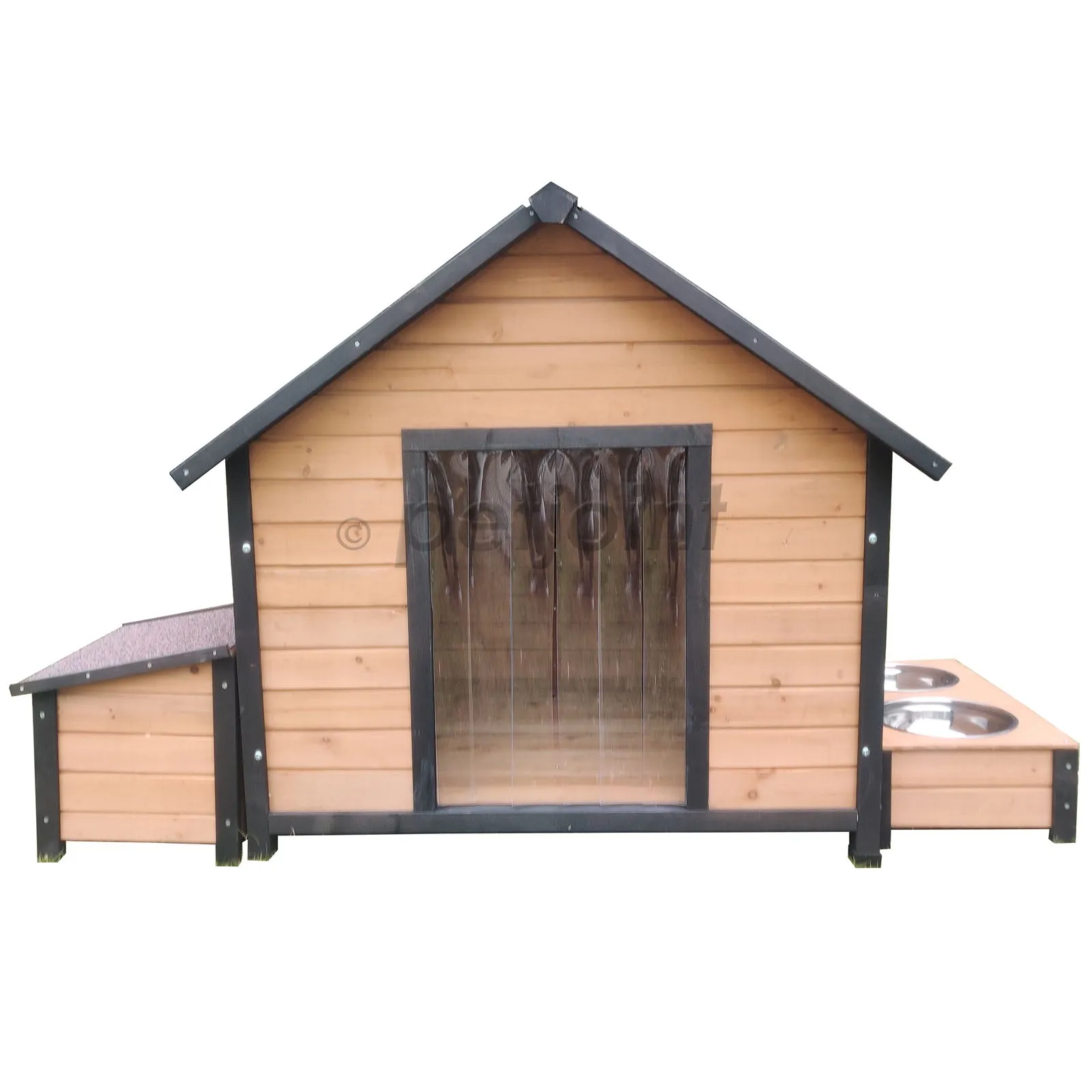 XL Extra Large Wooden Outdoor Kennel Peak Roof   Food Bowl Storage Box