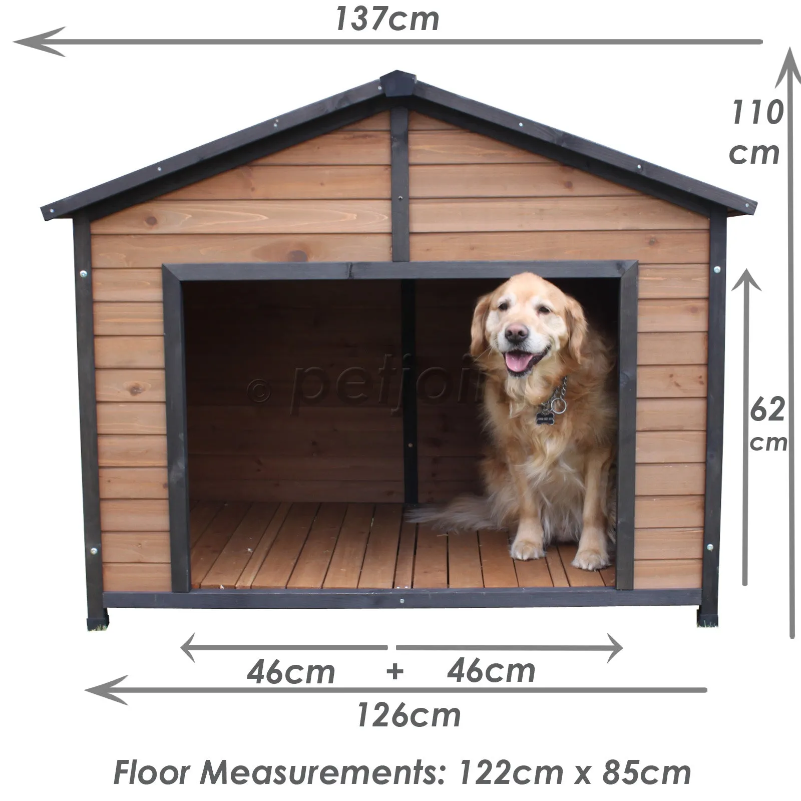 XXL Double Dog Twin Door Extra Large Two Pet Kennel Wooden House