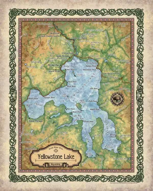 Yellowstone Lake Wyoming Antique Map Art Blanket Throw Polar/ Silky/ Sherpa Fleece Vintage Map Artwork Blanket For Bed Sofa Couch Winter Travel & Gift